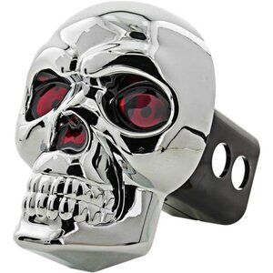 Chrome ABS Plastic Universal Fit Truck Skull LED Brake Light Hitch Cover